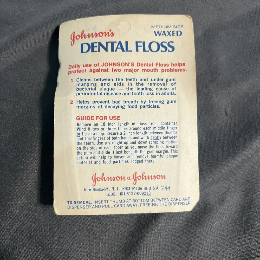 Vintage Johnson‎ & Johnson Dental Floss Waxed 50 Yard